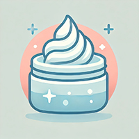 Humectant icon featuring a cream jar with moisture symbols, representing hydration-binding ingredients used in ORY Skincare formulations to attract and retain water.