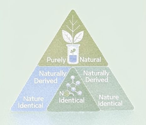 Three Shades of Natural diagram illustrating Purely Natural, Naturally Derived, and Nature Identical ingredient classifications used by ORY Skincare.