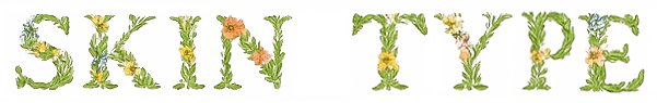 Botanical floral typography spelling “Skin Type,” representing ORY Skincare’s personalized skincare categories by skin type.