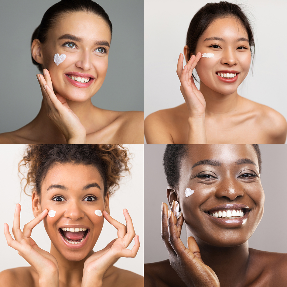 Diverse women applying ORY Skincare products as part of a personalized daily skincare routine for healthy, radiant skin.